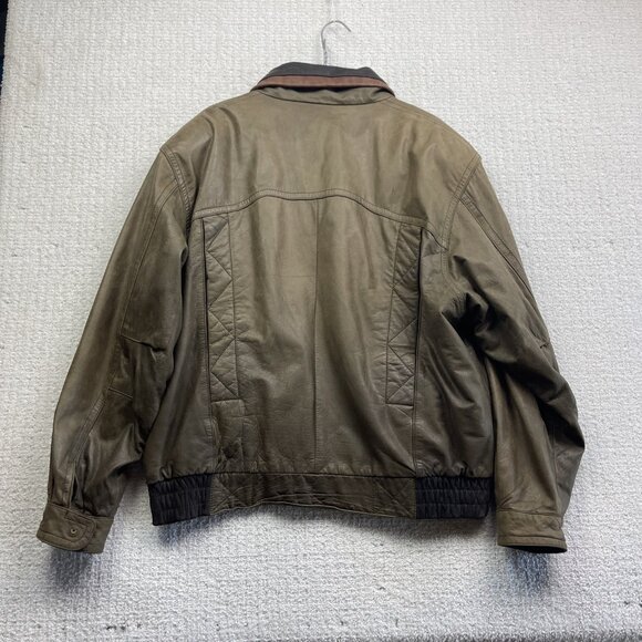 CORDOVAN Montreal Leather Bomber Jacket Military Style Olive Green Men Sz 42 VTG - Picture 13 of 16